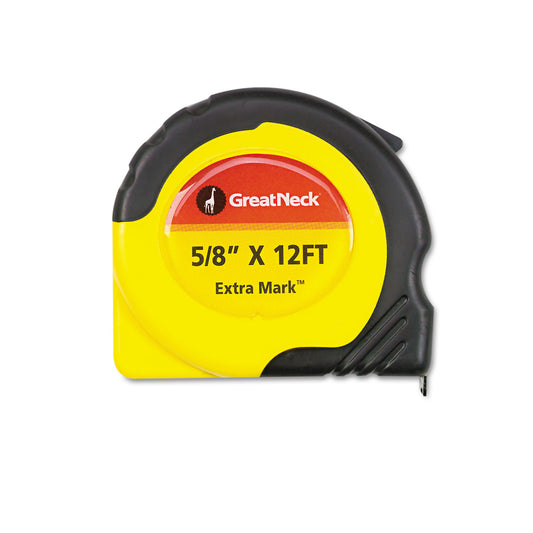 Great Neck ExtraMark Power Tape, 0.63" x 12 ft, Steel, Yellow/Black (95007)