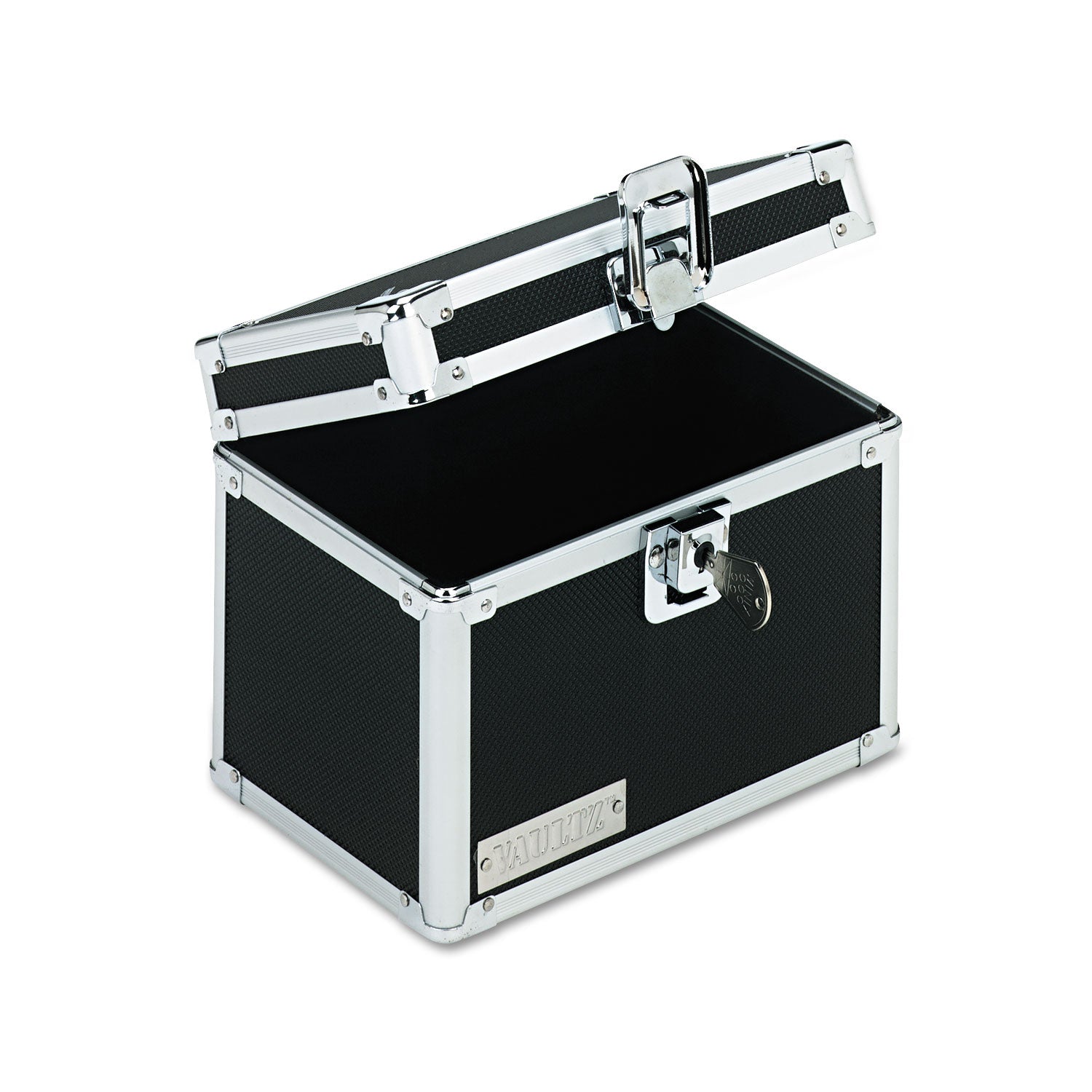 Vaultz Locking Index Card File with Flip Top, Holds 450 4 x 6 Cards, 7 x 5 x 5, Black (VZ01171)