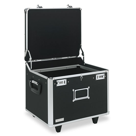 Vaultz Locking Mobile File Chest, Letter/Legal Files, 17.5" x 15.5" x 14.5", Black/Chrome (VZ01270)