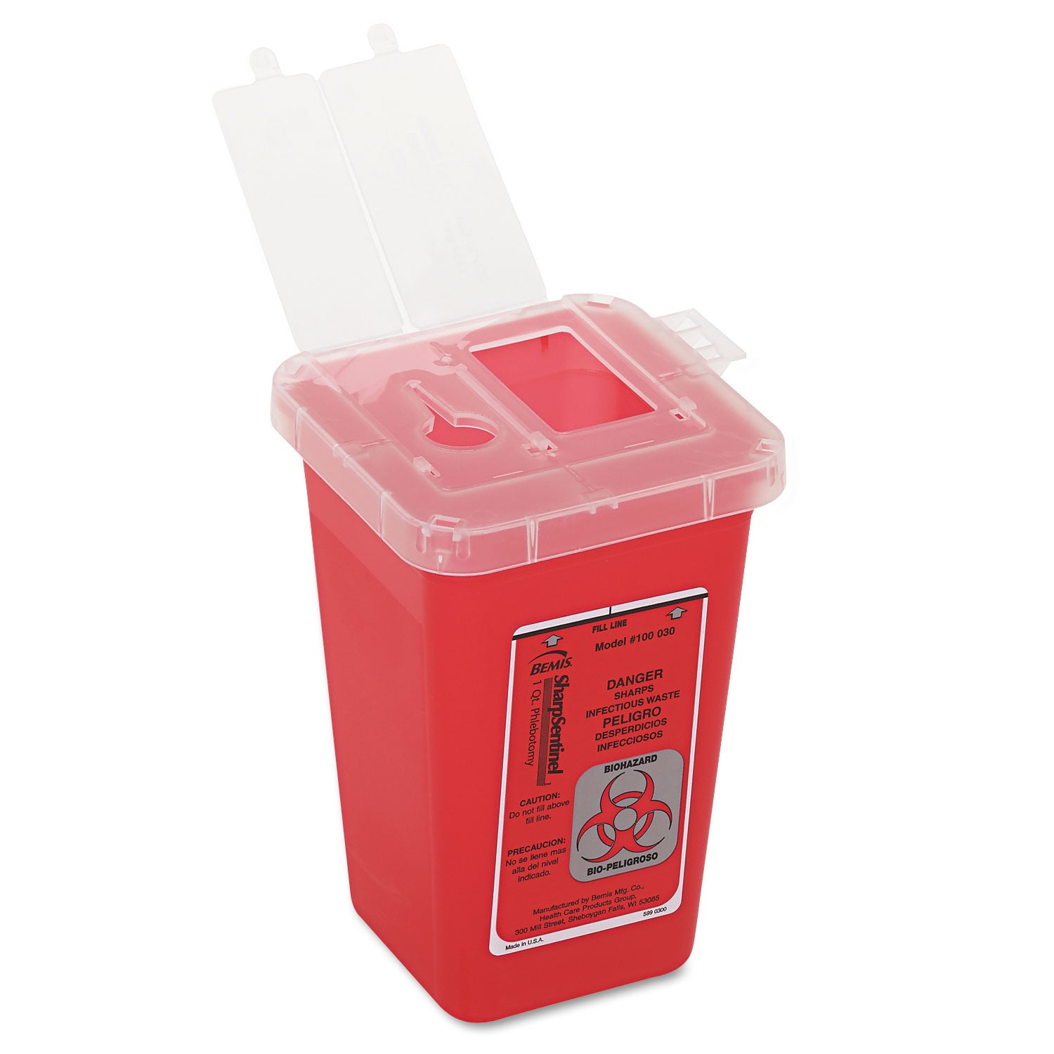 Impact 1-Quart Sharps Container, Plastic, Red (7350)