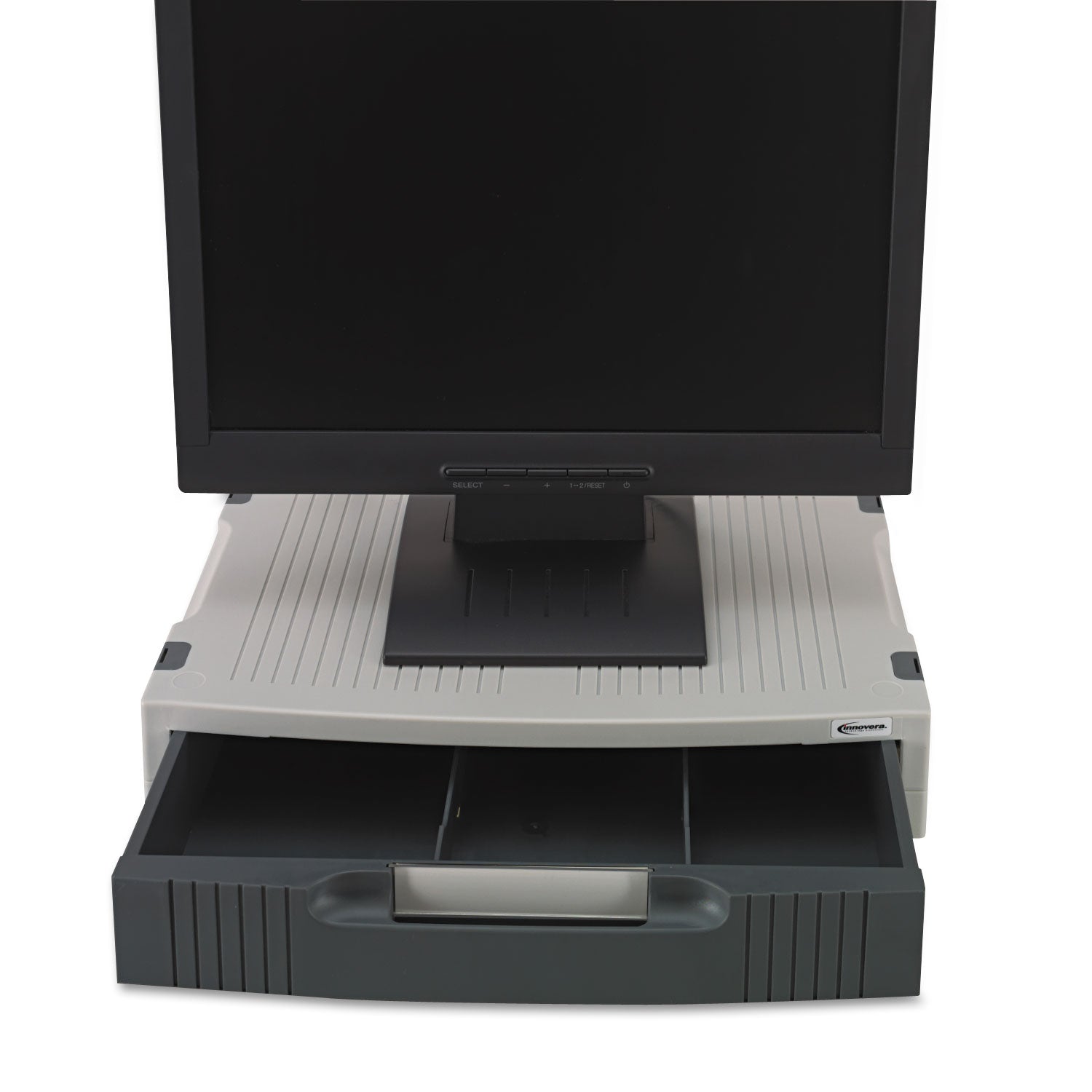 Innovera Basic LCD Monitor/Printer Stand, 15" x 11" x 3", Charcoal Gray/Light Gray (55000)