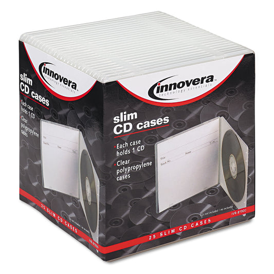 Innovera Slim CD Case, Clear, 25/Pack (81900)