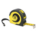 Boardwalk Easy Grip Tape Measure, 25 ft, Plastic Case, Black and Yellow, 1/16" Graduations (TAPEM25)