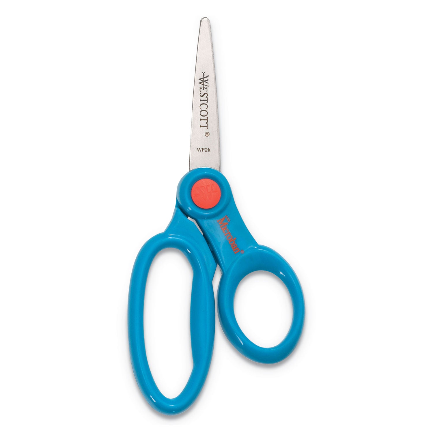 Westcott Kids' Scissors with Antimicrobial Protection, Pointed Tip, 5" Long, 2" Cut Length, Straight Assorted Color Handles, 12/Pack (14872)