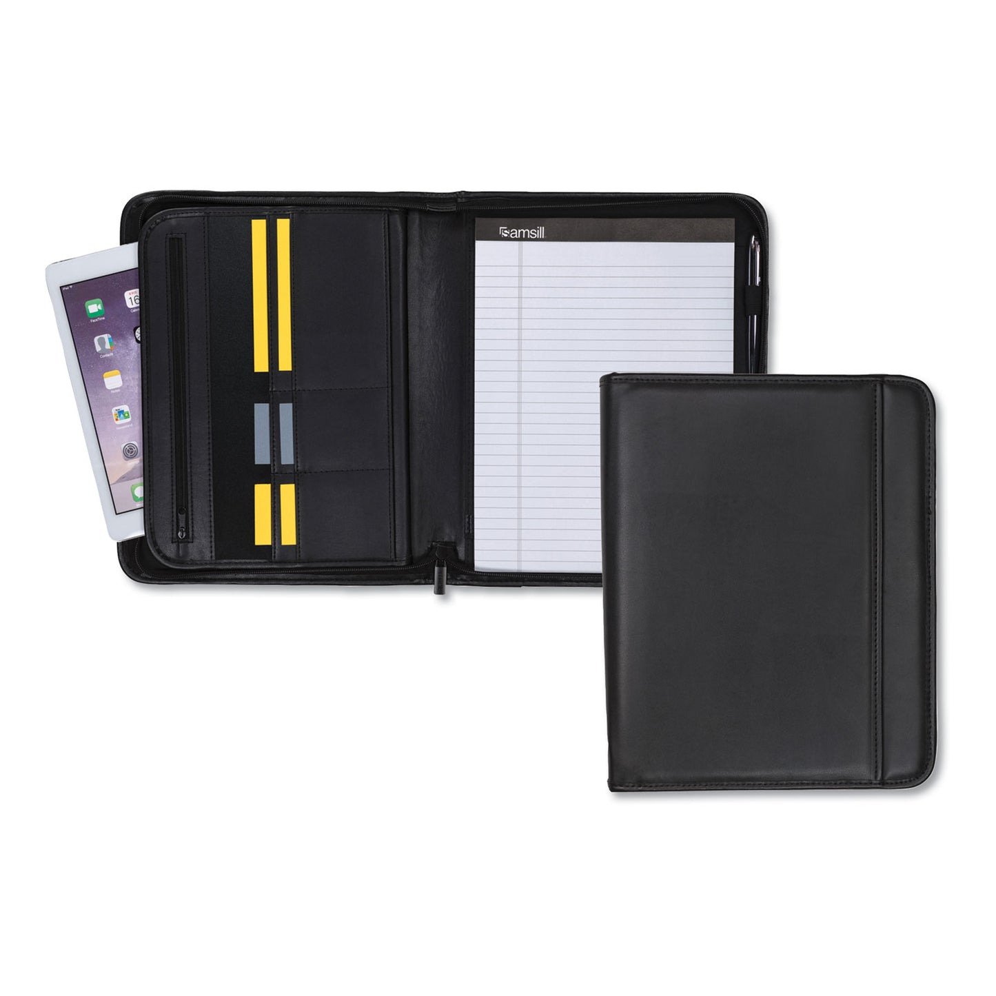 Samsill Professional Zippered Pad Holder, Pockets/Slots, Writing Pad, Black (70820)