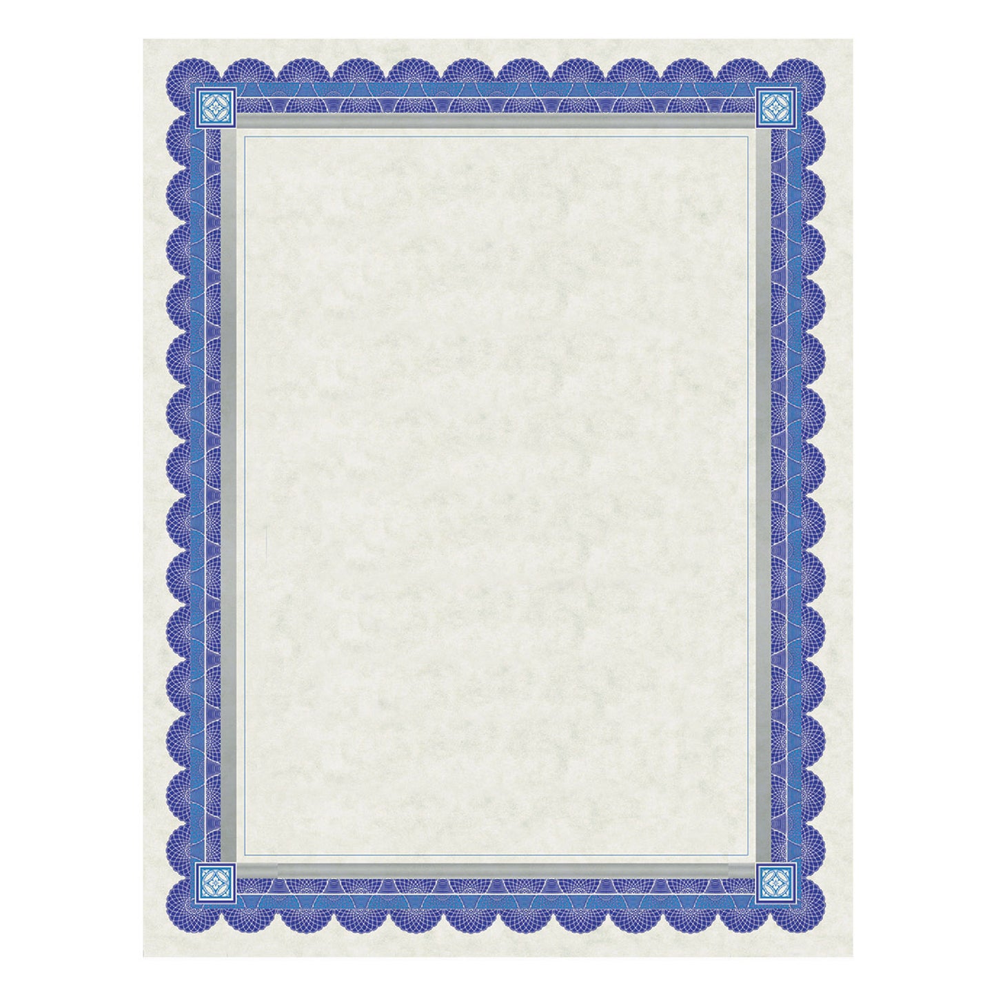 Southworth Parchment Certificates, Academic, 8.5 x 11, Ivory with Blue/Silver Foil Border, 15/Pack (CT1R)