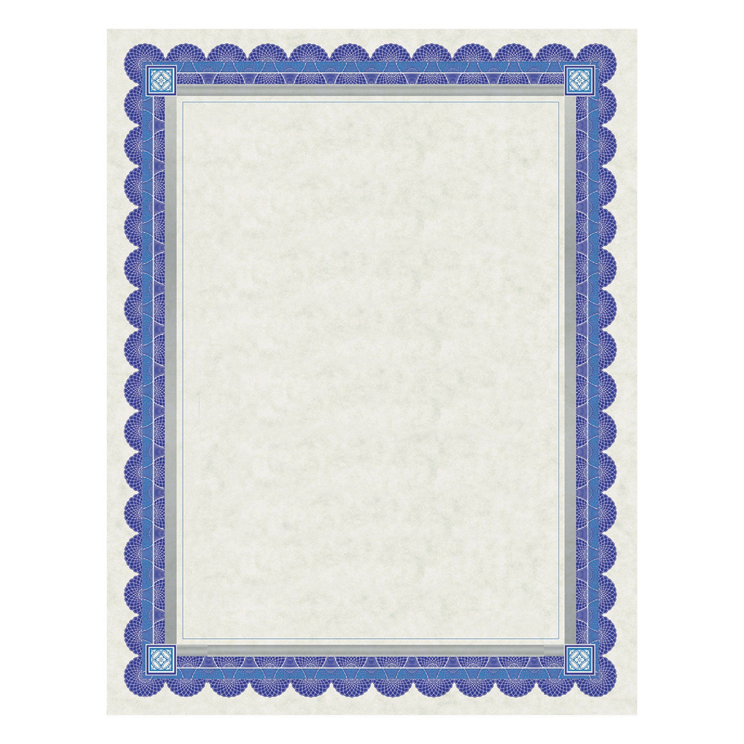 Southworth Parchment Certificates, Academic, 8.5 x 11, Ivory with Blue/Silver Foil Border, 15/Pack (CT1R)