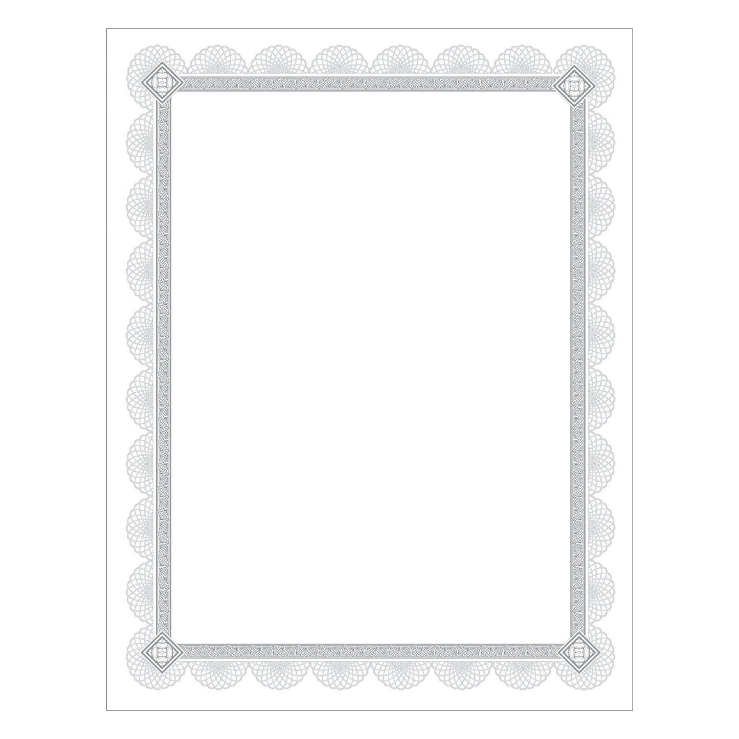 Southworth Premium Certificates, 8.5 x 11, White/Silver with Spiro Silver Foil Border,15/Pack (CTP2W)