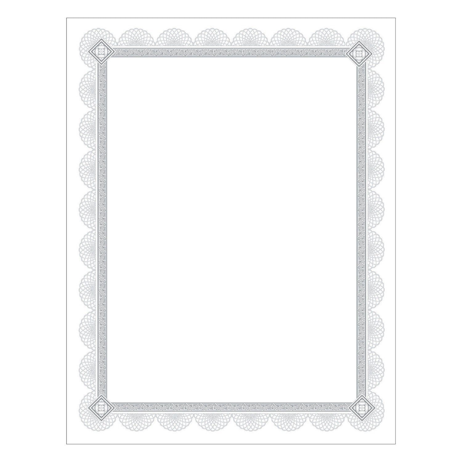 Southworth Premium Certificates, 8.5 x 11, White/Silver with Spiro Silver Foil Border,15/Pack (CTP2W)