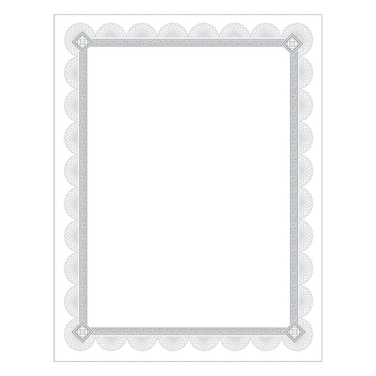 Southworth Premium Certificates, 8.5 x 11, White/Silver with Spiro Silver Foil Border,15/Pack (CTP2W)