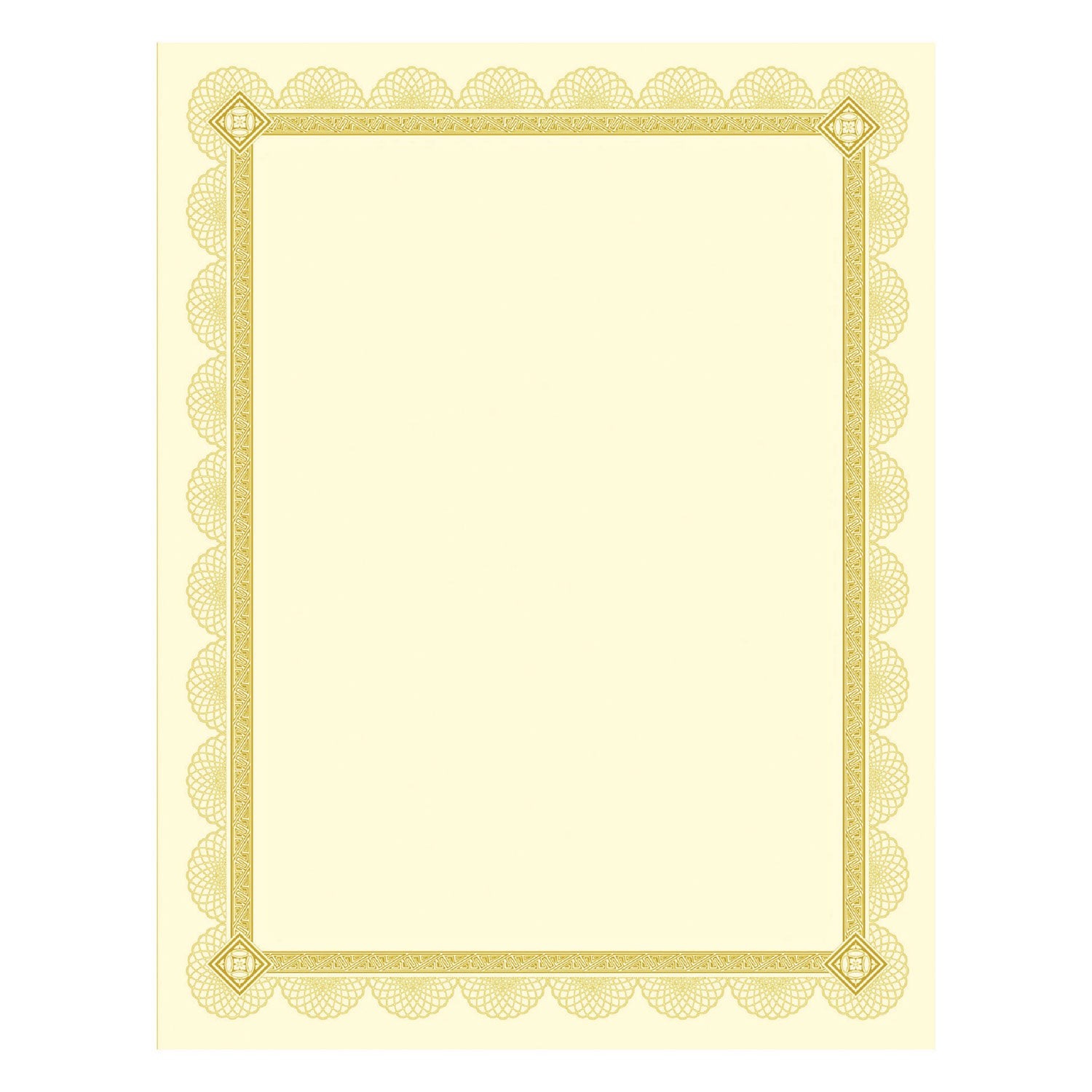 Southworth Premium Certificates, 8.5 x 11, Ivory/Gold with Spiro Gold Foil Border,15/Pack (CTP2V)