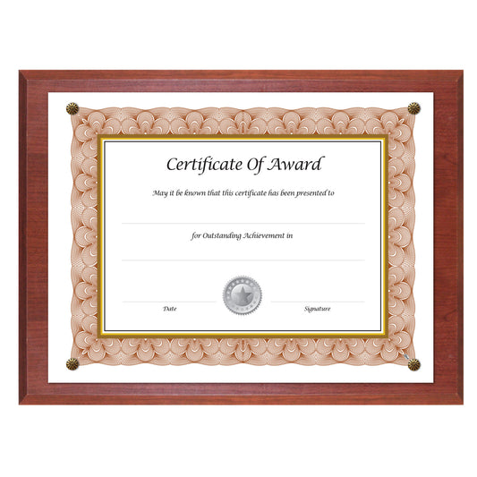 NuDell Award-A-Plaque Document Holder, Acrylic/Plastic, 10.5 x 13, Mahogany (18813M)