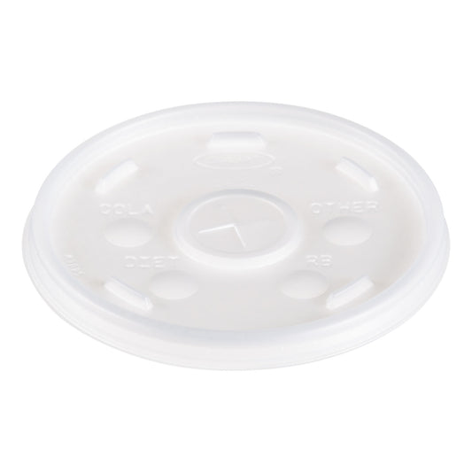 Dart Plastic Lids, Fits 12 oz to 24 oz Hot/Cold Foam Cups, Straw-Slot Lid, White, 100/Pack, 10 Packs/Carton (16SL)