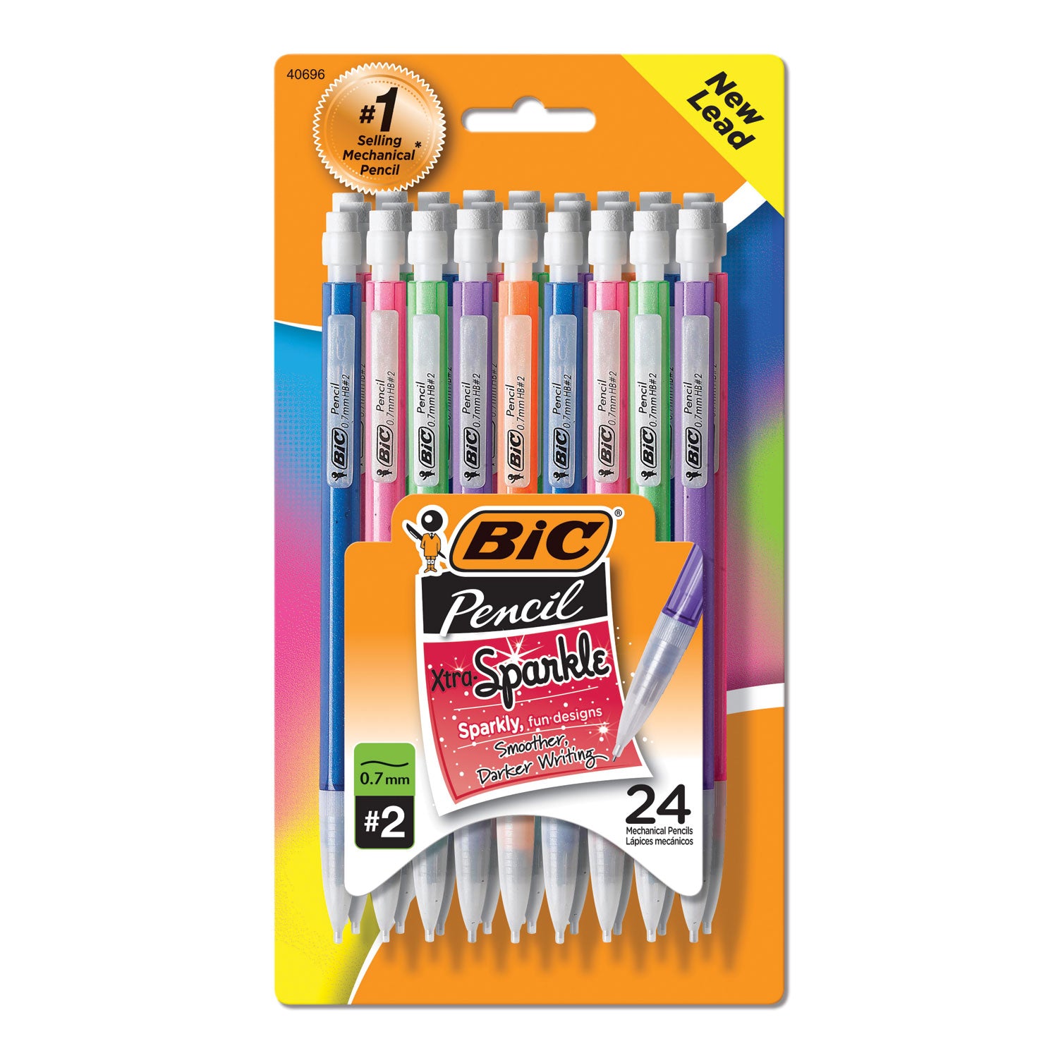 BIC Xtra-Sparkle Mechanical Pencil Value Pack, 0.7 mm, HB (#2), Black Lead, Assorted Barrel Colors, 24/Pack (MPLP241)