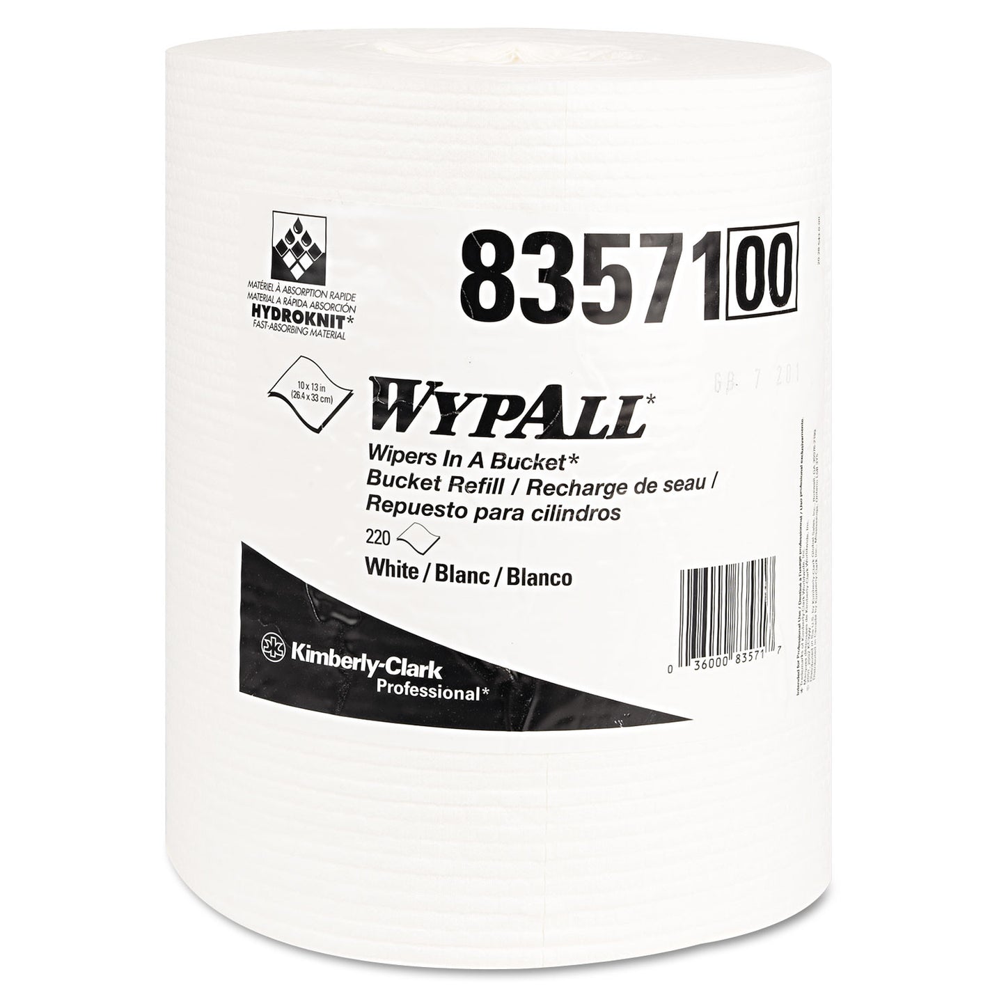 WypAll X70 Wipers in a Bucket Refills, No Bucket, 13 x 10, White, 220/Rolls, 3 Rolls/Carton (83571)