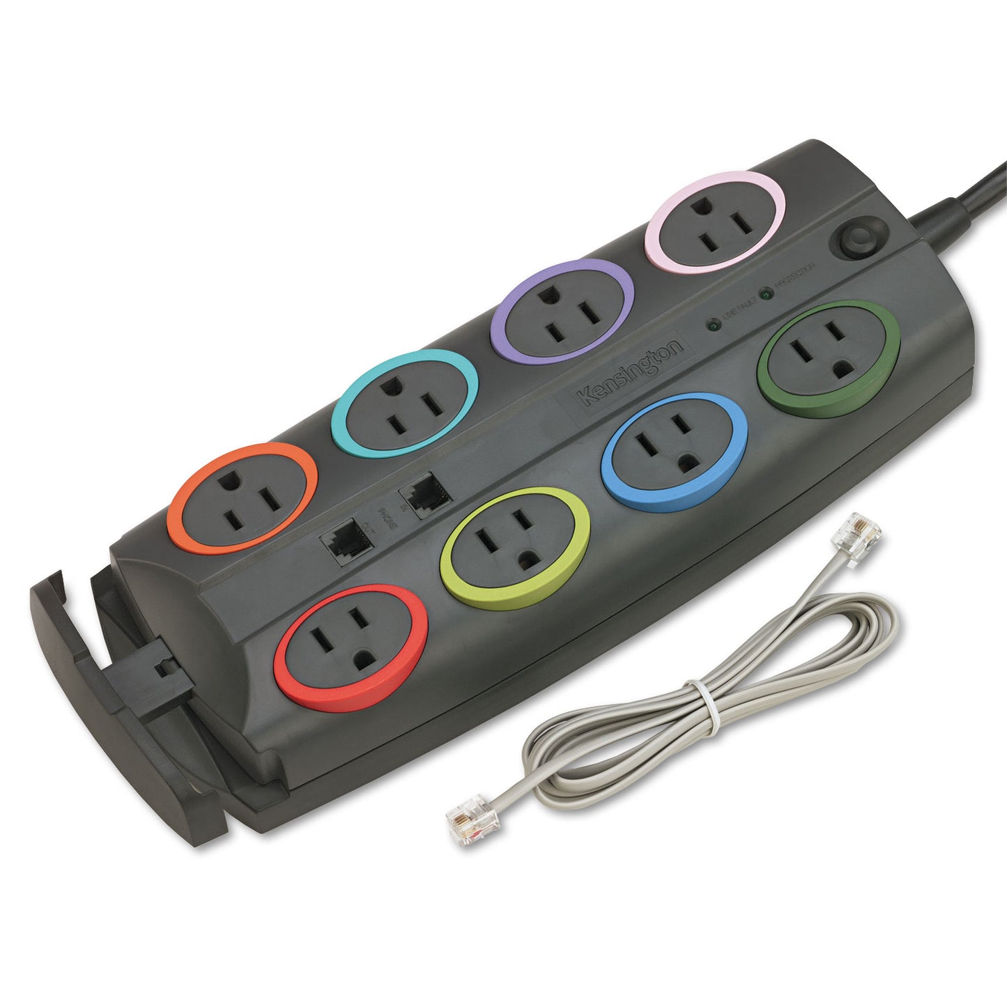 Kensington SmartSockets Surge Protector, 8 AC Outlets, 8 ft Cord, 3,090 J, Dark Gray (62691)