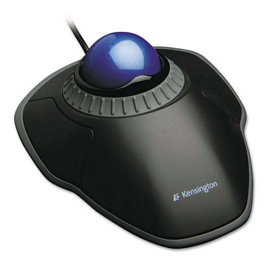 Kensington Orbit Trackball with Scroll Ring, USB 2.0, Left/Right Hand Use, Black/Blue (72337)