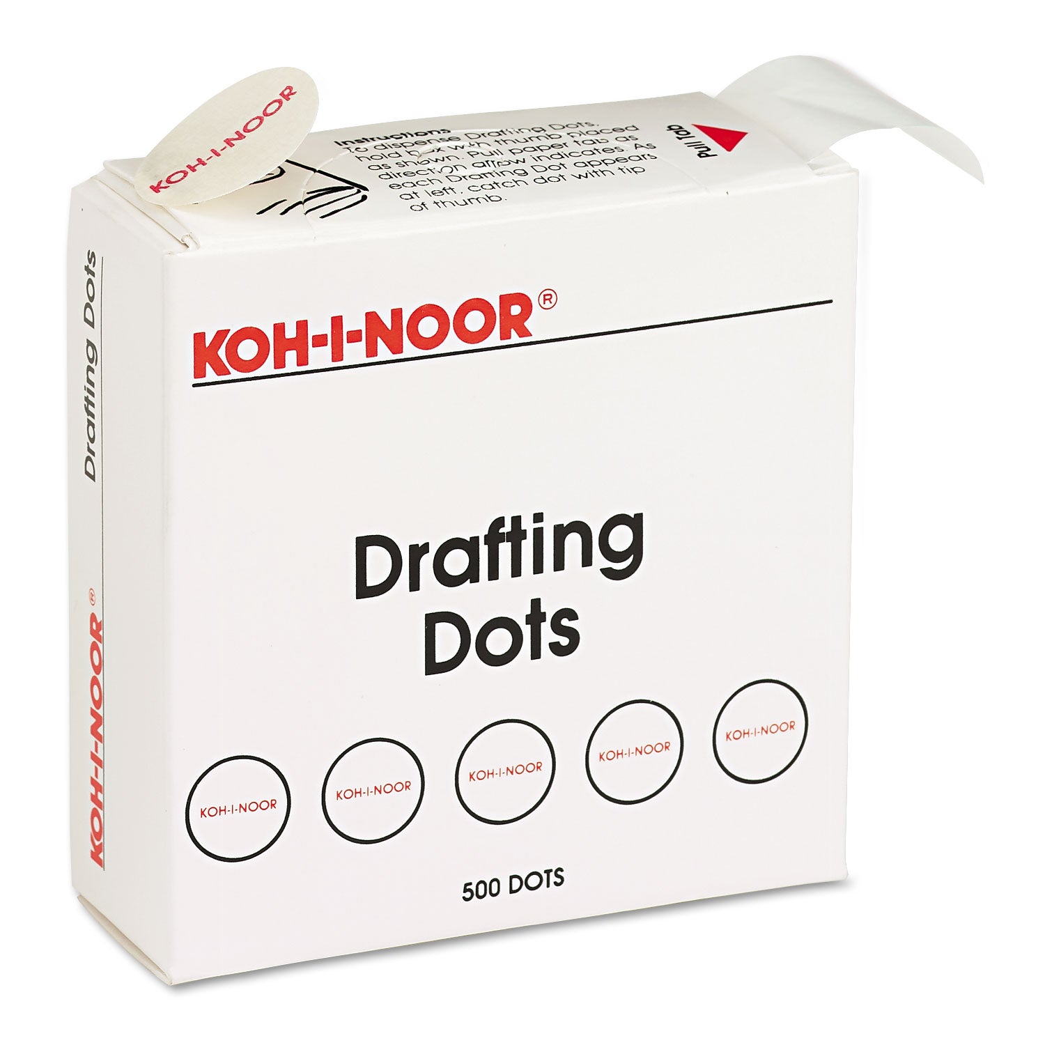 Koh-I-Noor Adhesive Drafting Dots, 0.88" dia, Dries Clear, 500/Box (25900J01)