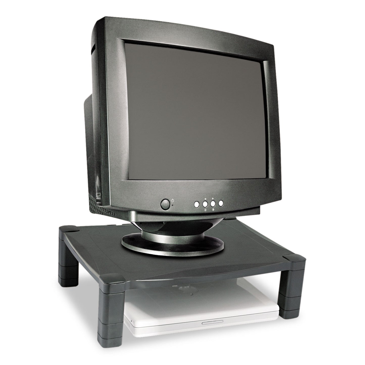 Kantek Single-Level Monitor Stand, 17" x 13.25" x 3" to 6.5", Black, Supports 50 lbs (MS400)