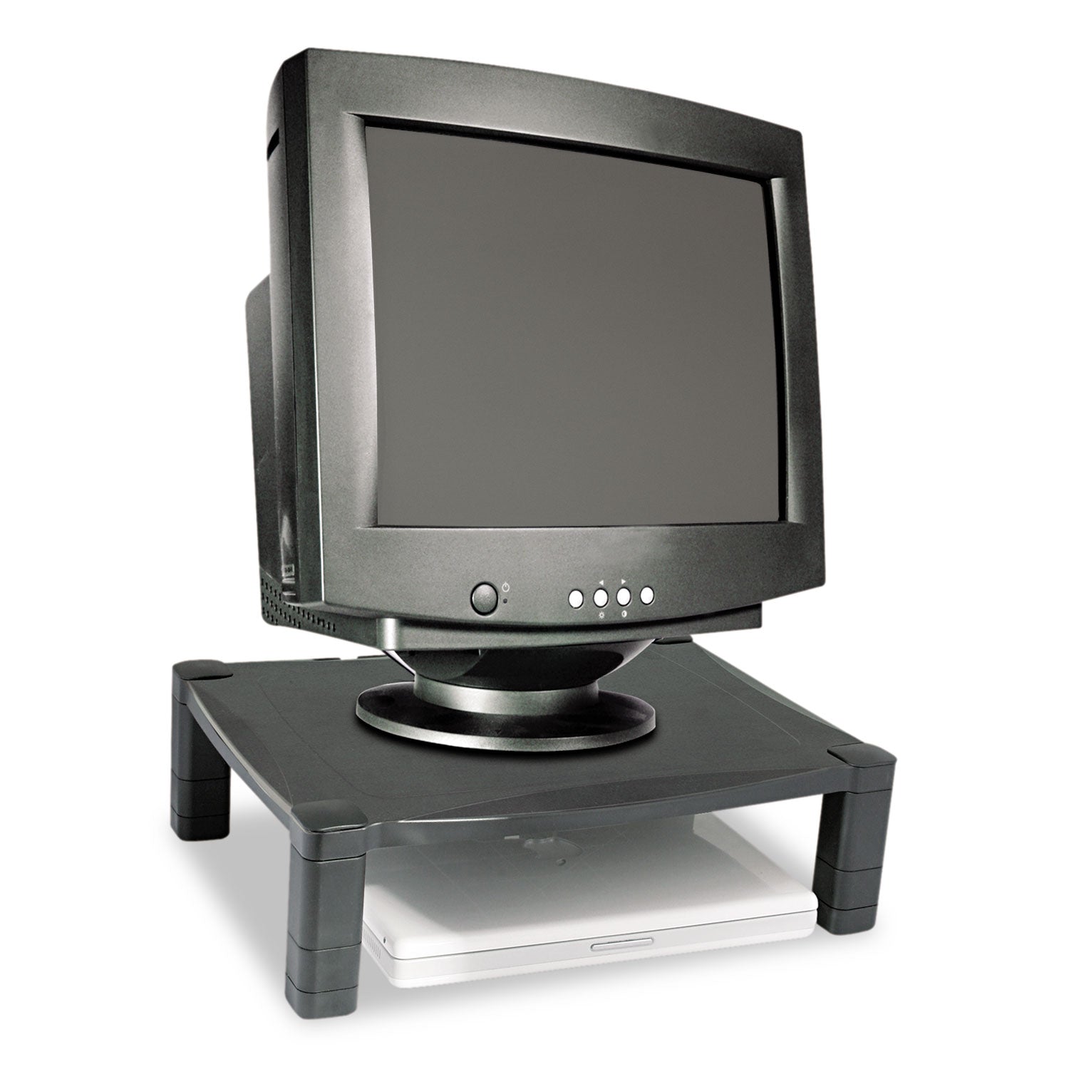 Kantek Single-Level Monitor Stand, 17" x 13.25" x 3" to 6.5", Black, Supports 50 lbs (MS400)