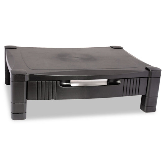 Kantek Monitor Stand with Drawer, 17" x 13.25" x 3" to 6.5", Black, Supports 50 lbs (MS420)