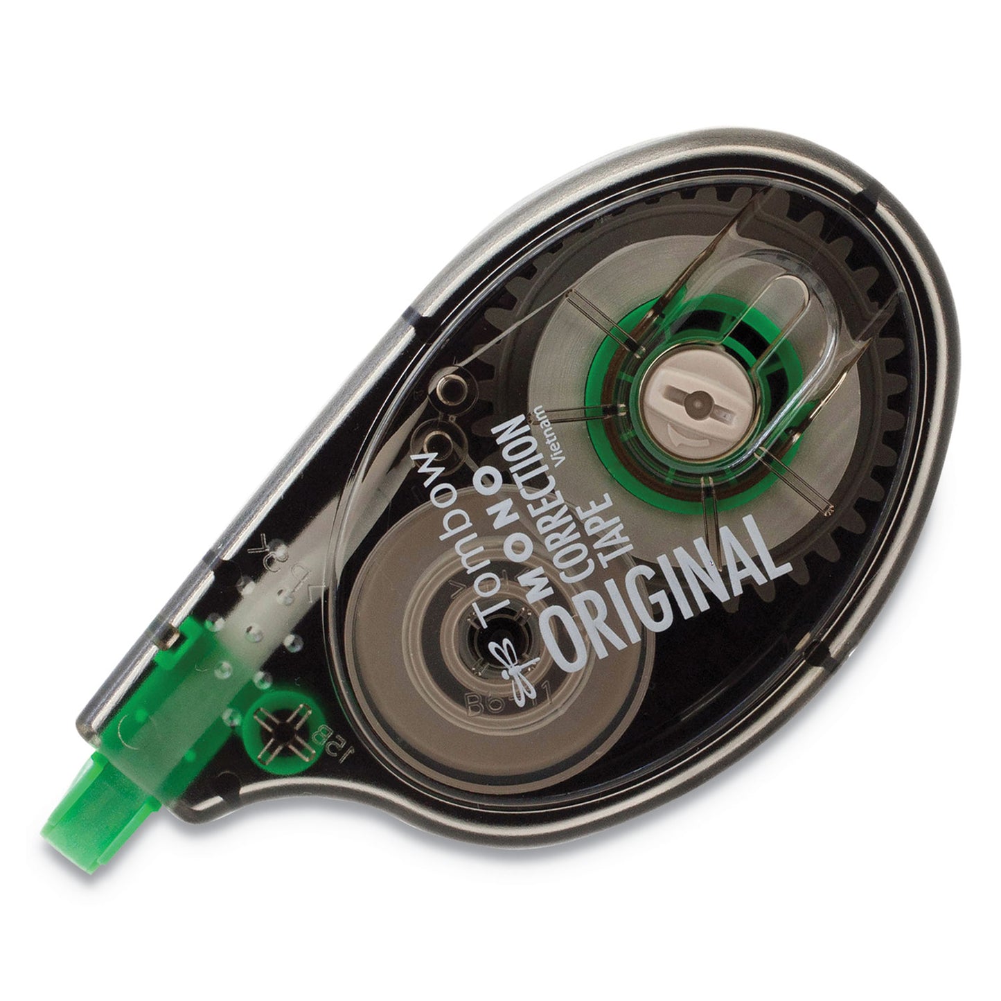 Tombow MONO Correction Tape, Non-Refillable, Gray/Clear Applicator, 0.17" x 394", White Tape, 4/Pack (68626)