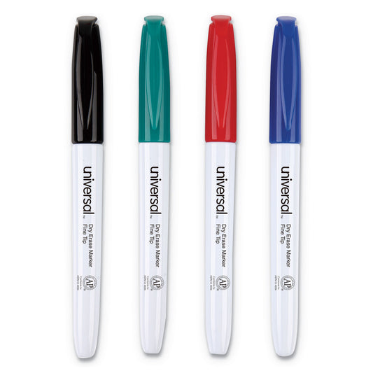 Universal Pen Style Dry Erase Marker, Fine Bullet Tip, Assorted Colors, 4/Set (43670)