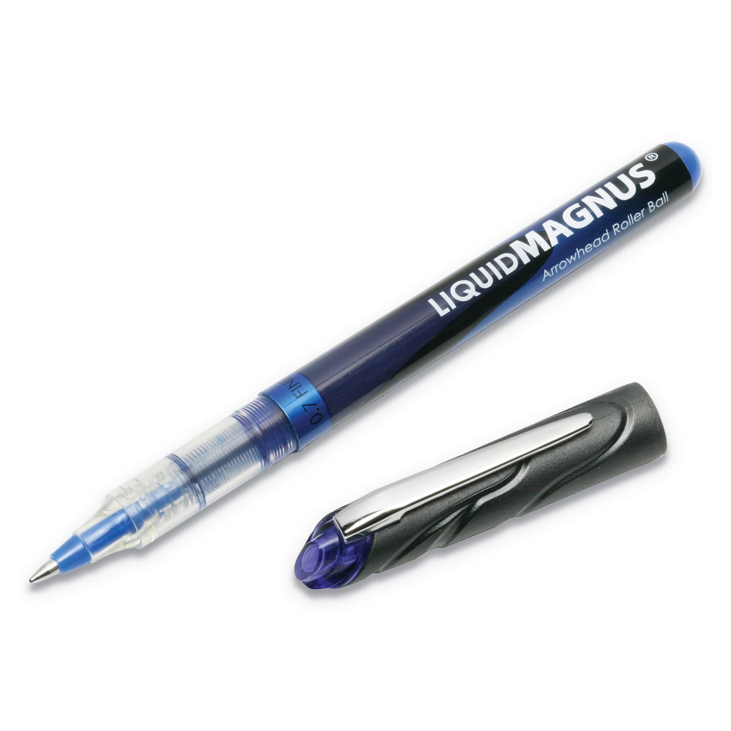 AbilityOne 7520014612665, SKILCRAFT Liquid Magnus Hybrid Gel Pen, Stick, Fine 0.7 mm, Blue Ink, Clear/Blue Barrel, Dozen