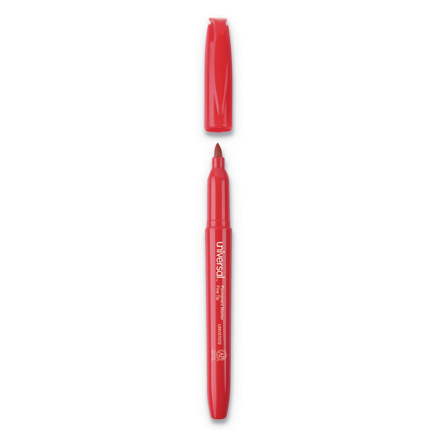 Universal Pen-Style Permanent Marker, Fine Bullet Tip, Red, Dozen (07072)