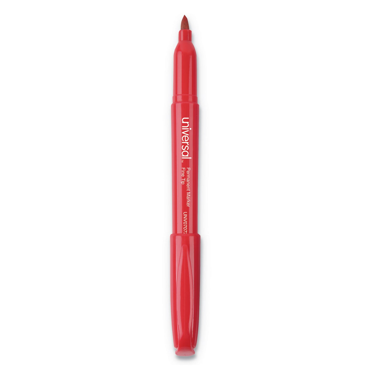 Universal Pen-Style Permanent Marker, Fine Bullet Tip, Red, Dozen (07072)