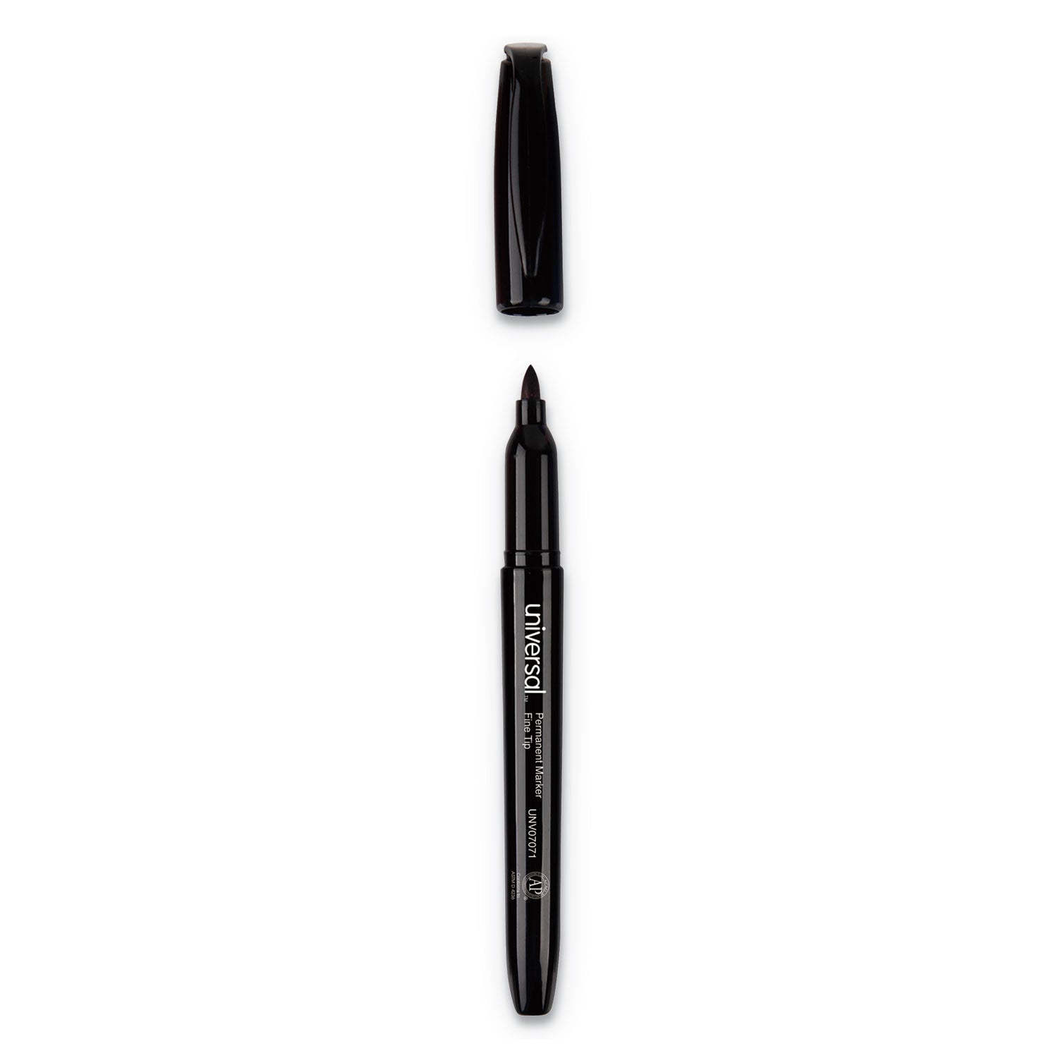 Universal Pen-Style Permanent Marker, Fine Bullet Tip, Black, Dozen (07071)