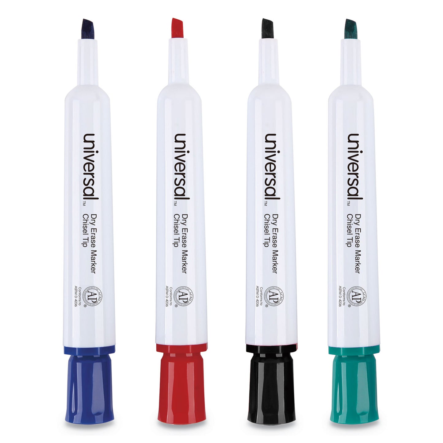 Universal Dry Erase Marker, Broad Chisel Tip, Assorted Colors, 4/Set (43650)