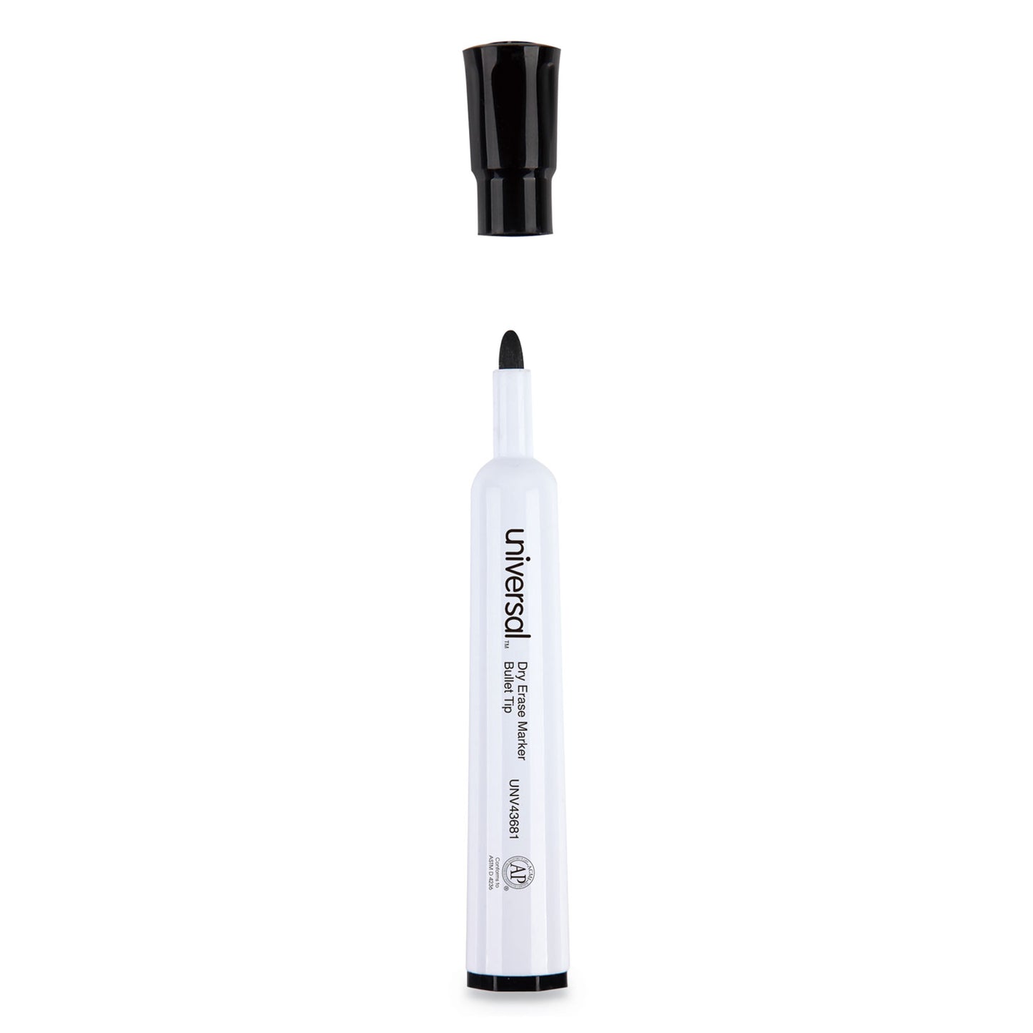 Universal Dry Erase Marker, Medium Bullet Tip, Black, Dozen (43681)