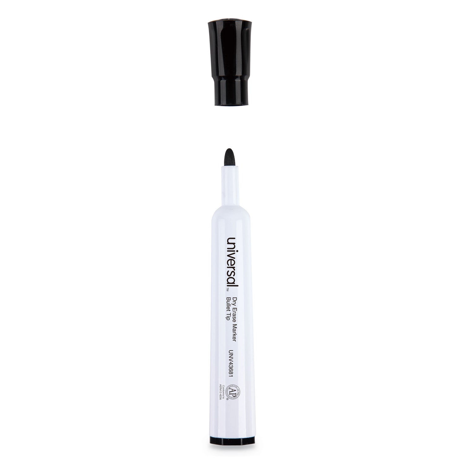 Universal Dry Erase Marker, Medium Bullet Tip, Black, Dozen (43681)