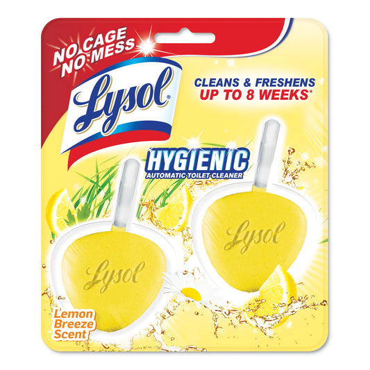 LYSOL Brand Hygienic Automatic Toilet Bowl Cleaner, Lemon Breeze, 2/Pack (83723)