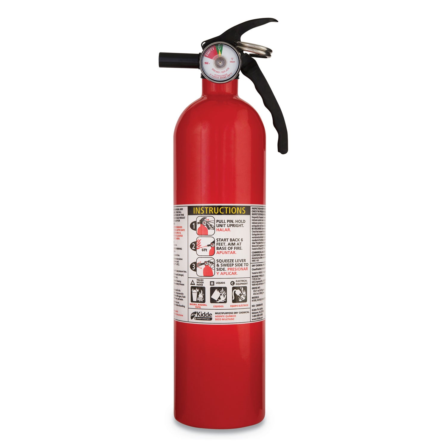 Kidde Full Home Fire Extinguisher, 1-A, 10-B:C, 2.5 lb (466142MTL)