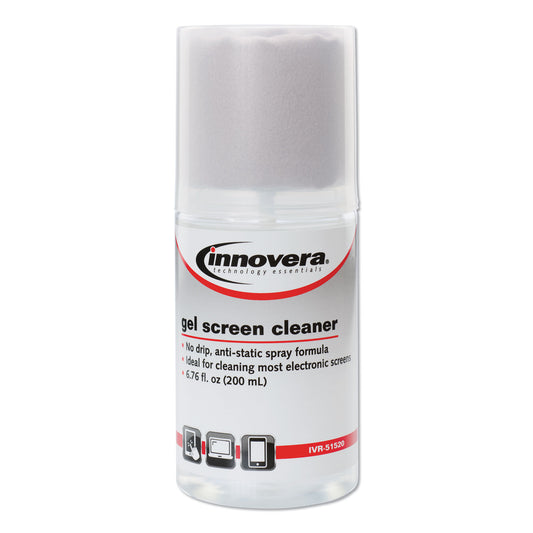 Innovera Anti-Static Gel Screen Cleaner, with Gray Microfiber Cloth, 4 oz Spray Bottle (51520)