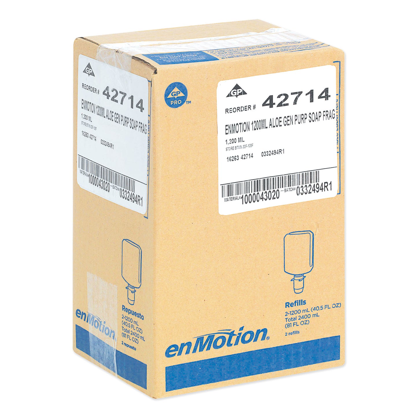 Georgia Pacific Professional GP enMotion Automated Touchless Moisturizing Gentle Foam Soap Refill, Unscented, 1,200 mL, 2/Carton (42714)