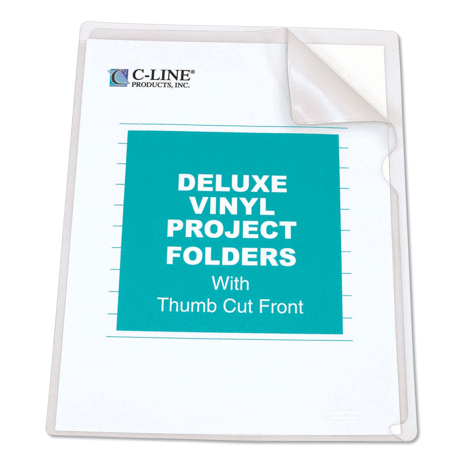 C-Line Deluxe Vinyl Project Folders, Letter Size, Clear, 50/Box (62138)