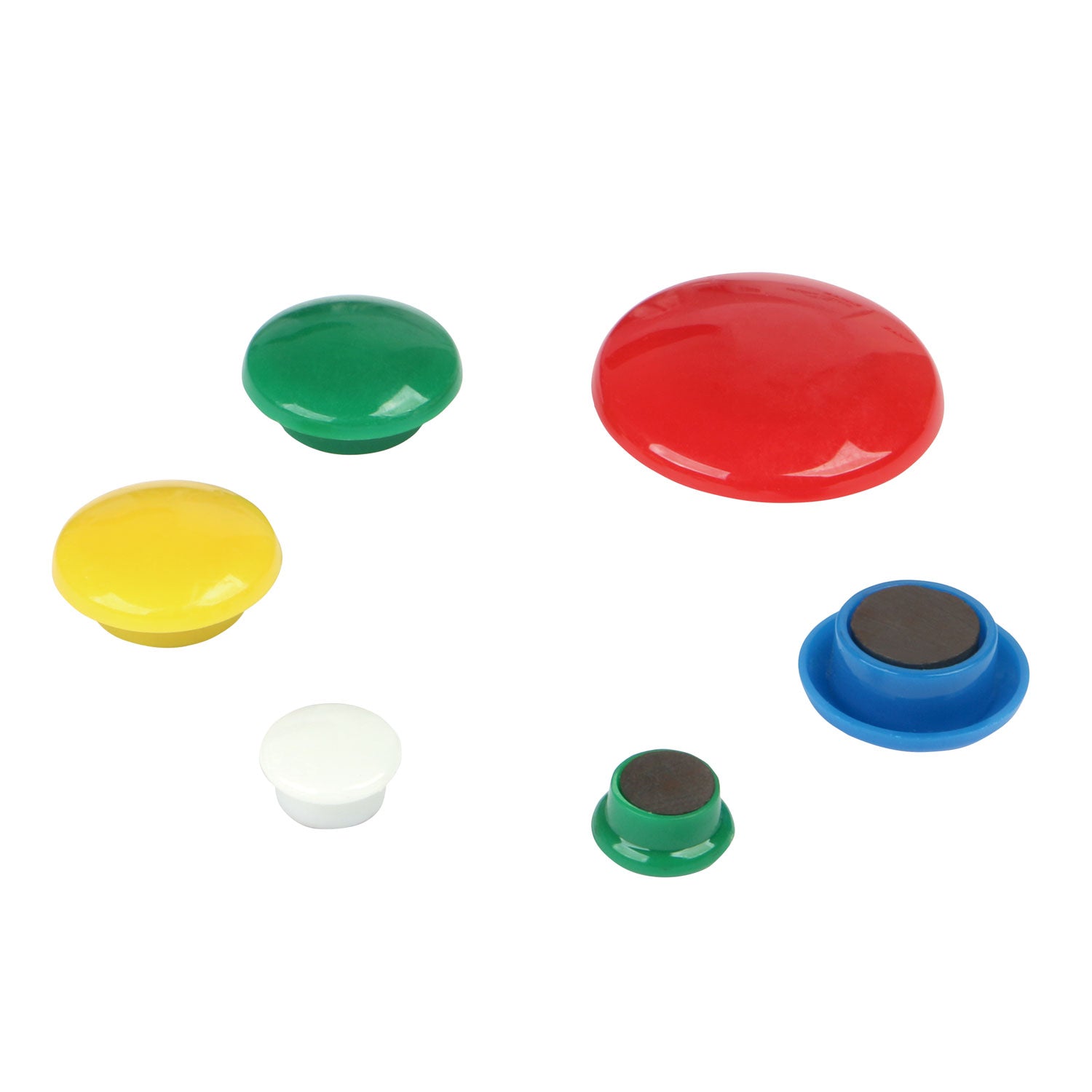 Universal Assorted Magnets, Circles, Assorted Colors, 0.63", 1", 1.63" Diameters, 30/Pack (31250)