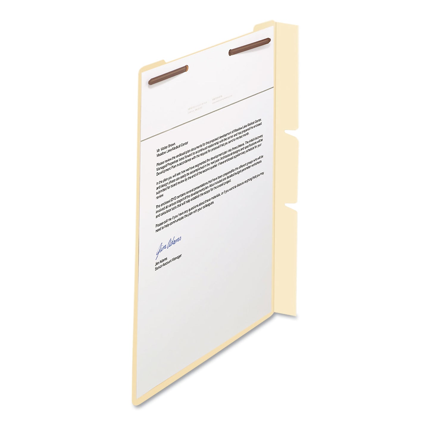 Smead Self-Adhesive Folder Dividers with Twin-Prong Fasteners for Top/End Tab Folders, 1 Fastener, Letter Size, Manila, 100/Box (68027)