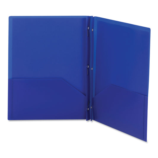 Smead Poly Two-Pocket Folder with Fasteners, 180-Sheet Capacity, 11 x 8.5, Blue, 25/Box (87726)