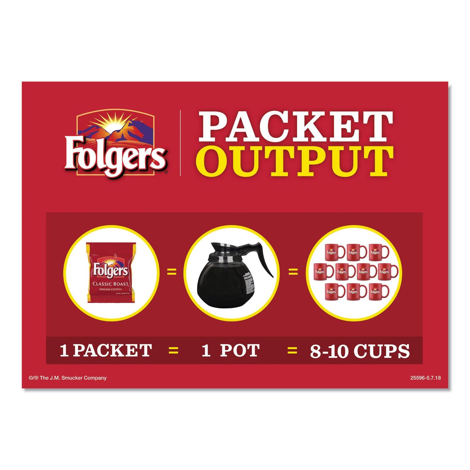 Folgers Ground Coffee Fraction Packs, Traditional Roast, 2oz, 42/Carton (63006)