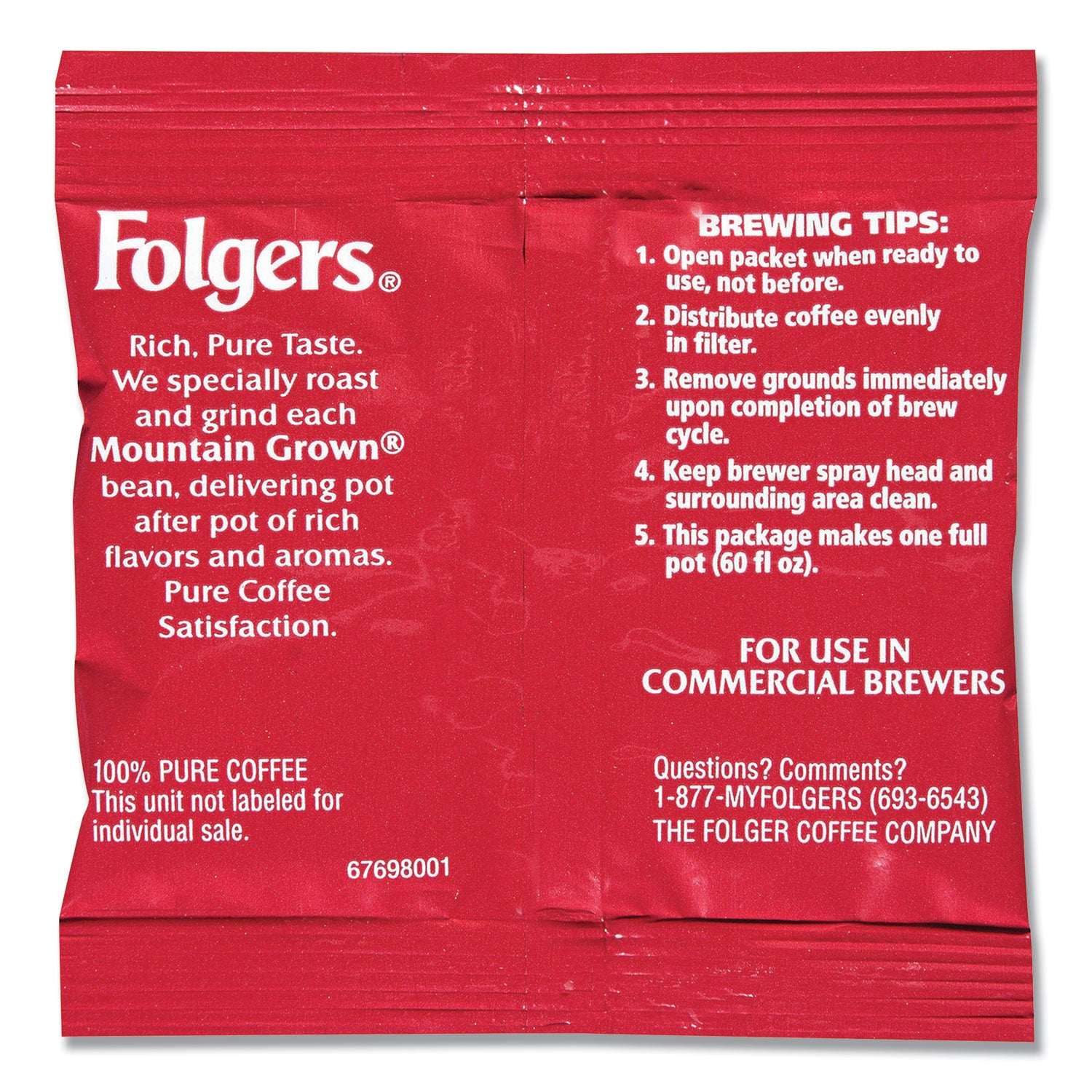 Folgers Ground Coffee, Fraction Packs, Special Roast, 0.8 oz,  42/Carton (06897)