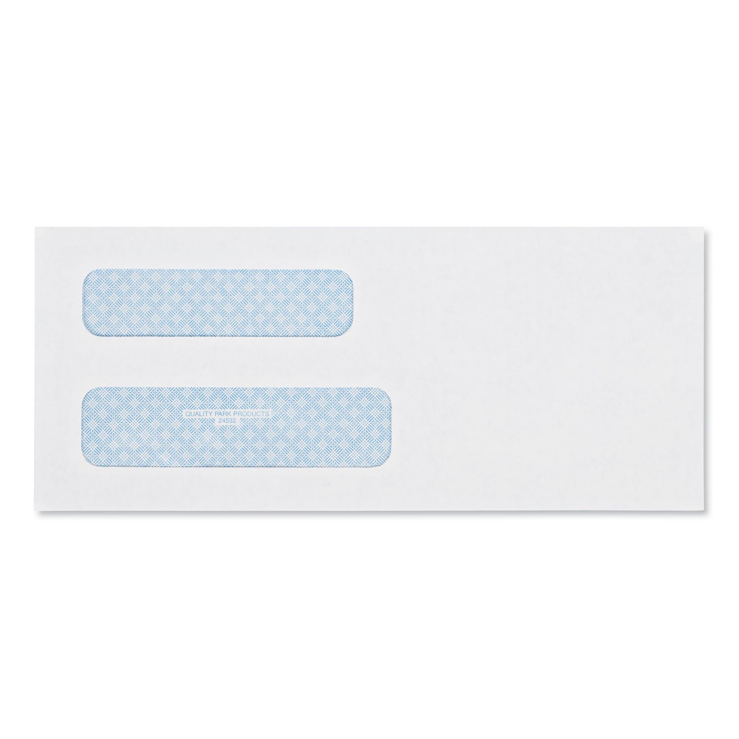 Quality Park Double Window Security-Tinted Check Envelope, #8 5/8, Commercial Flap, Gummed Closure, 3.63 x 8.63, White, 500/Box (24532)