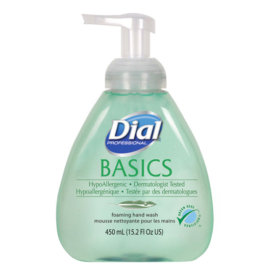 Dial Basics Hypoallergenic Foaming Hand Wash, Honeysuckle Scent, 15.2 oz, 4/Carton (98609)