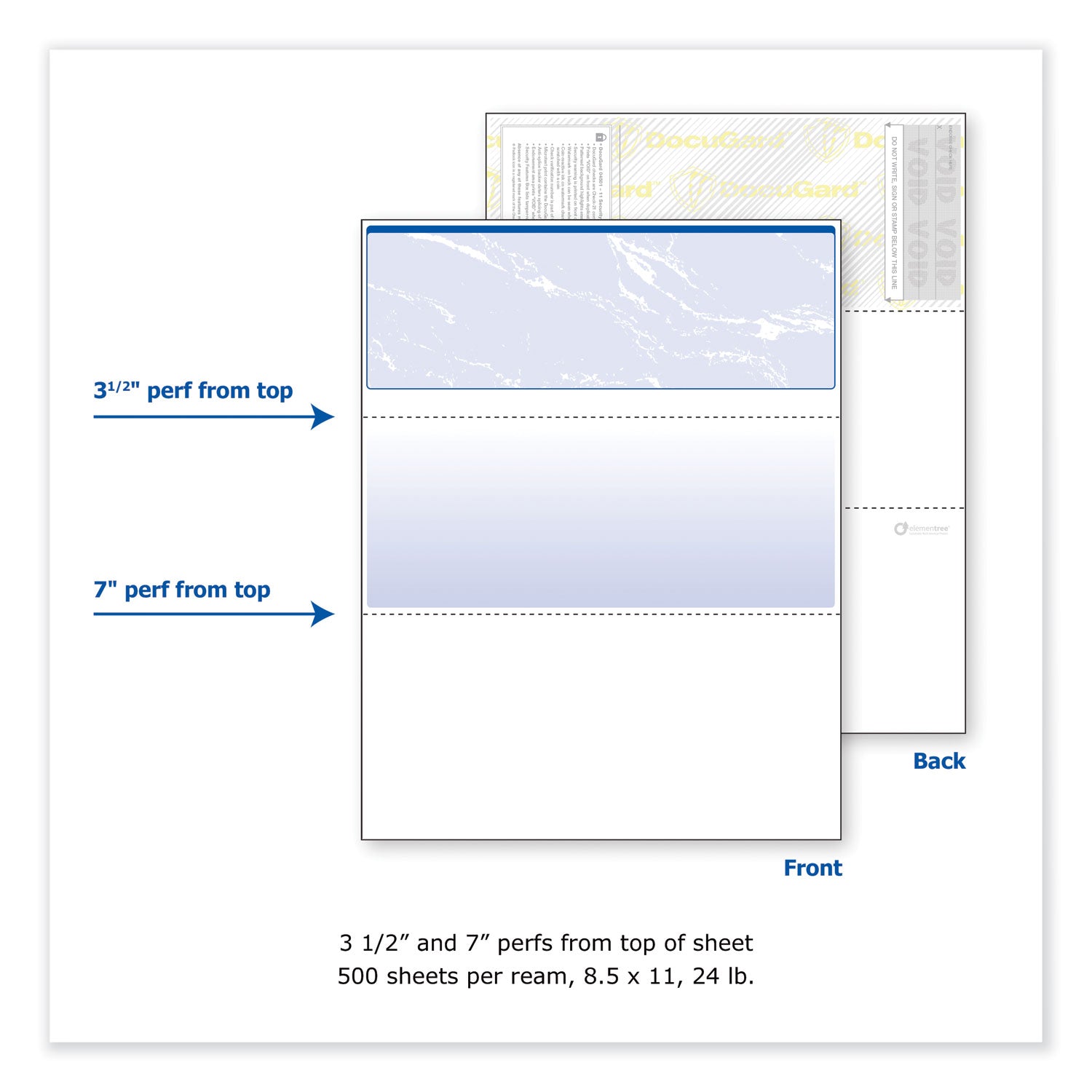 DocuGard Security Business Checks, 11 Features, 8.5 x 11, Blue Marble Top, 500/Ream (04501)