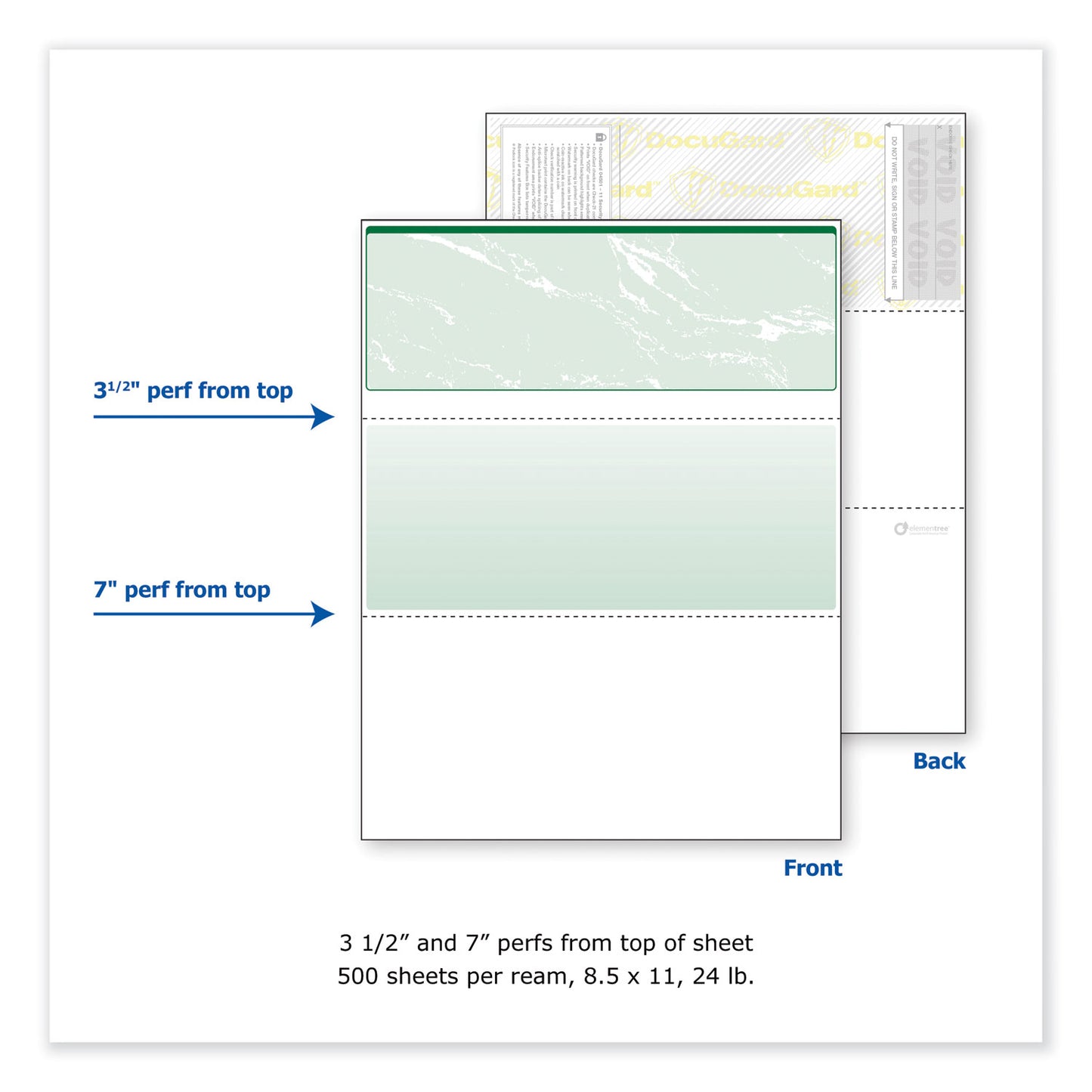 DocuGard Standard Security Check, 11 Features, 8.5 x 11, Green Marble Top, 500/Ream (04502)