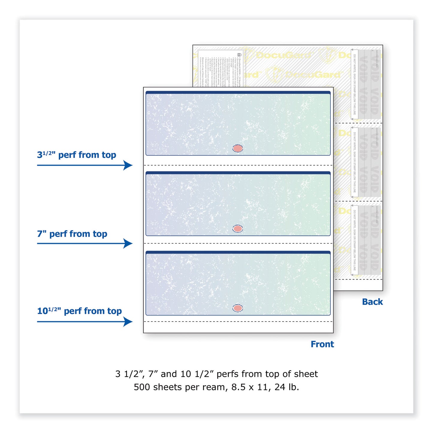 DocuGard Premier Prismatic Check, 13 Features, 8.5 x 11, Blue/Green Prismatic, 500/Ream (04539RM)