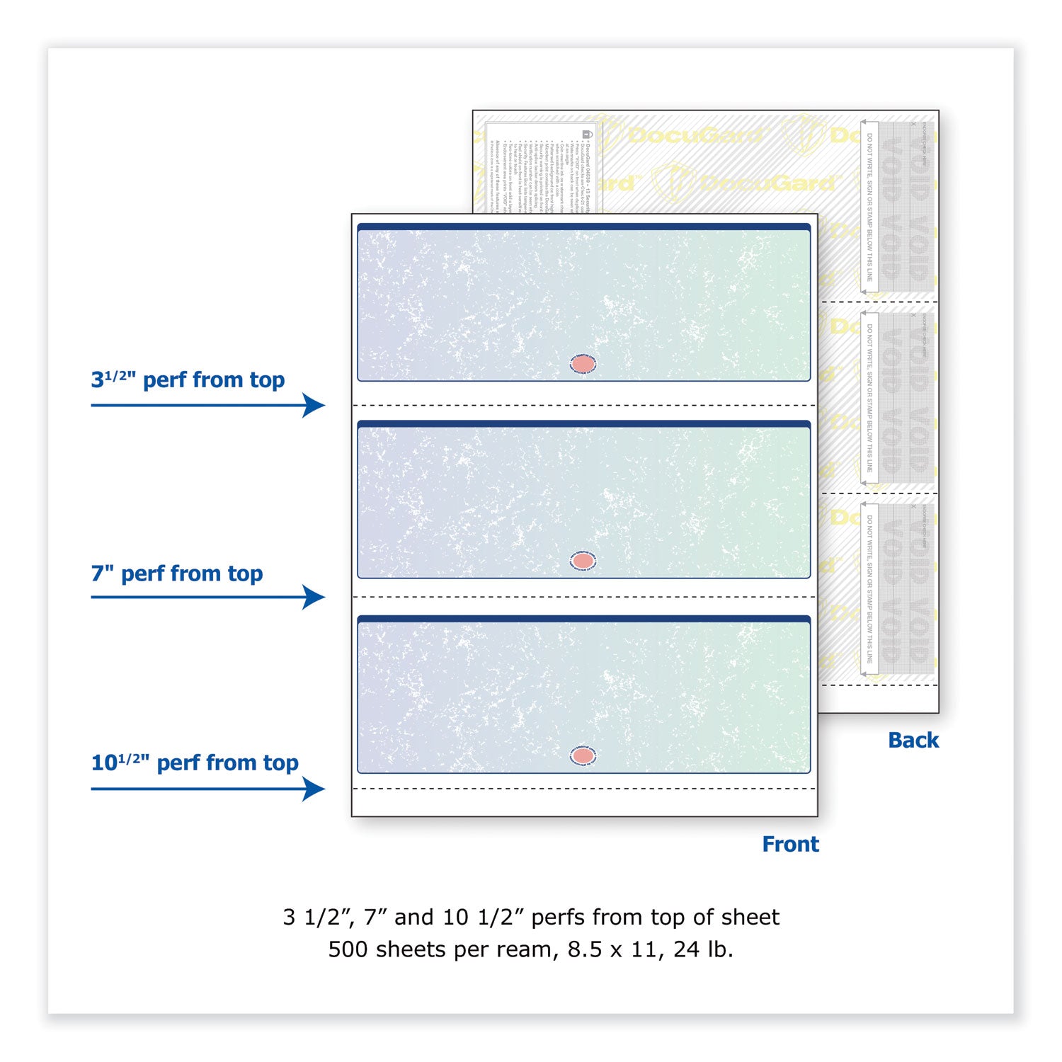 DocuGard Premier Prismatic Check, 13 Features, 8.5 x 11, Blue/Green Prismatic, 500/Ream (04539RM)